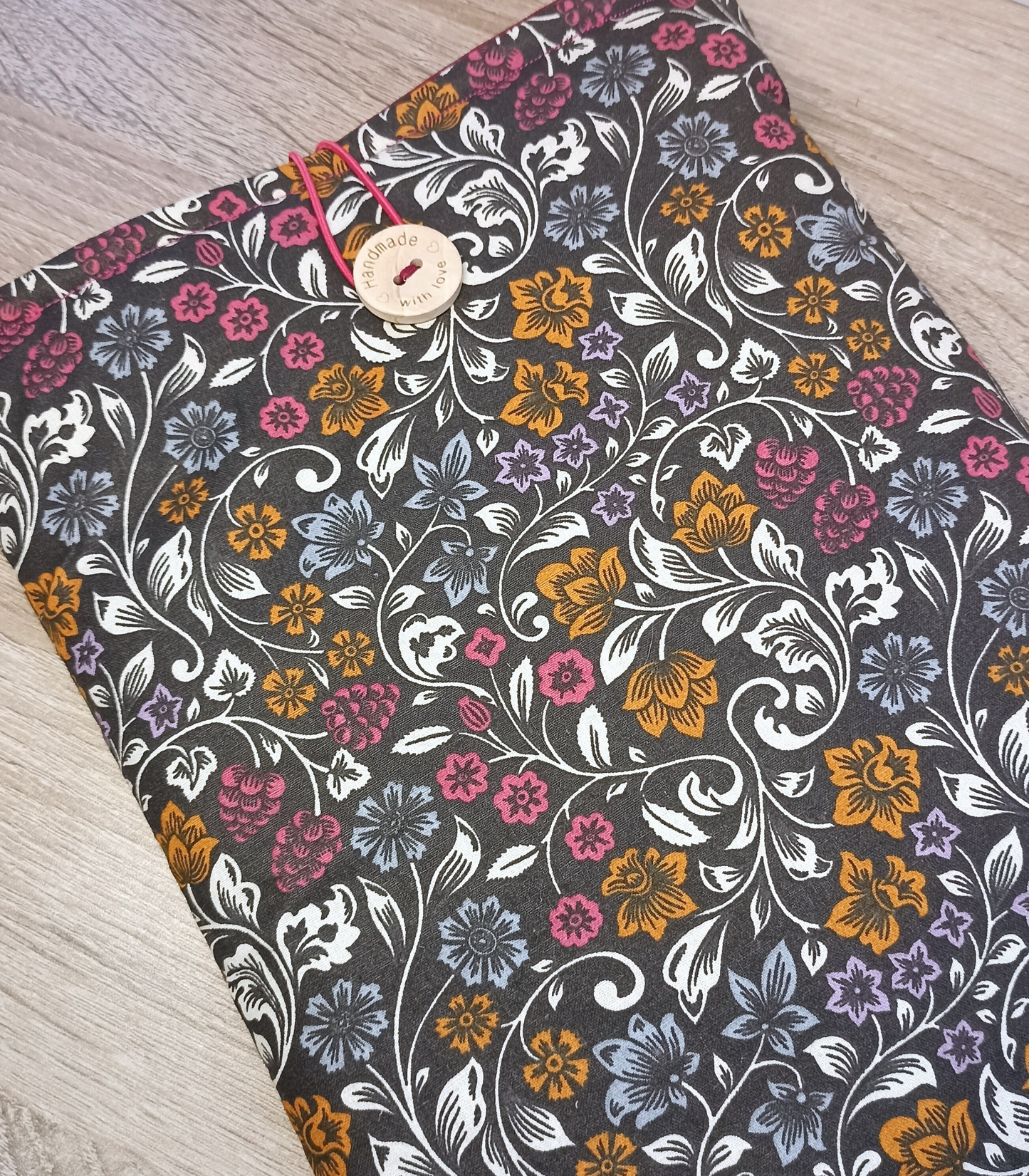 Funda para libros de tela flores oscura