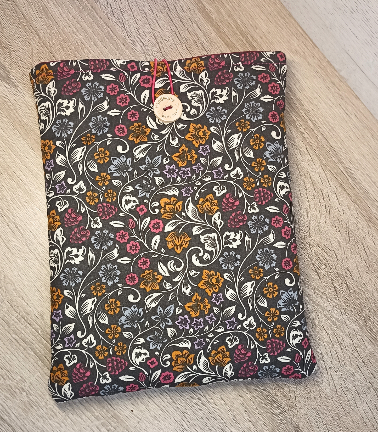 Funda para libros de tela flores oscura