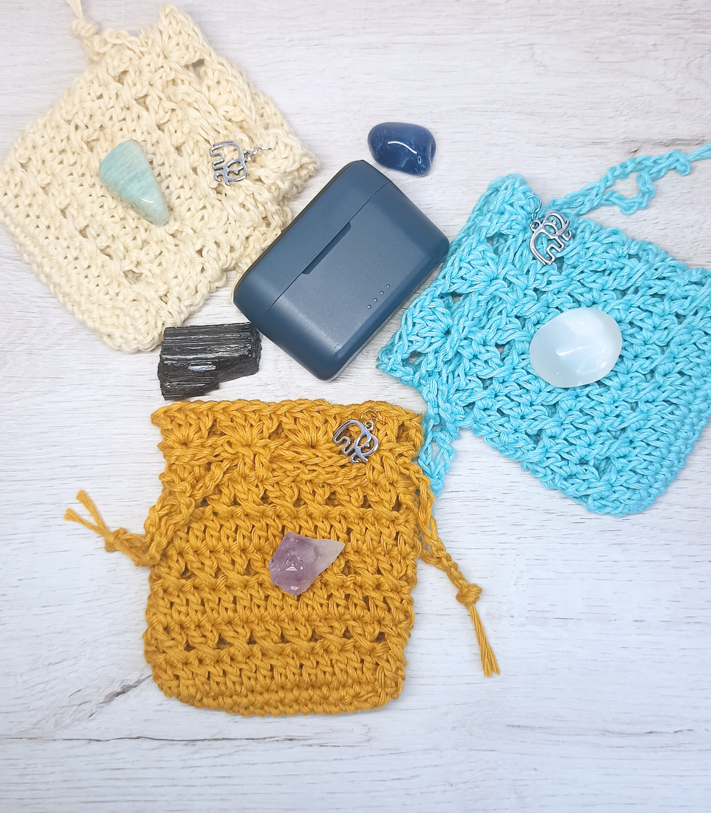 Bolsa/Funda crochet buena suerte