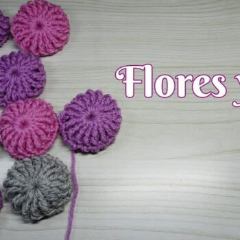 Flor puff o flor yoyó a crochet muy fácil