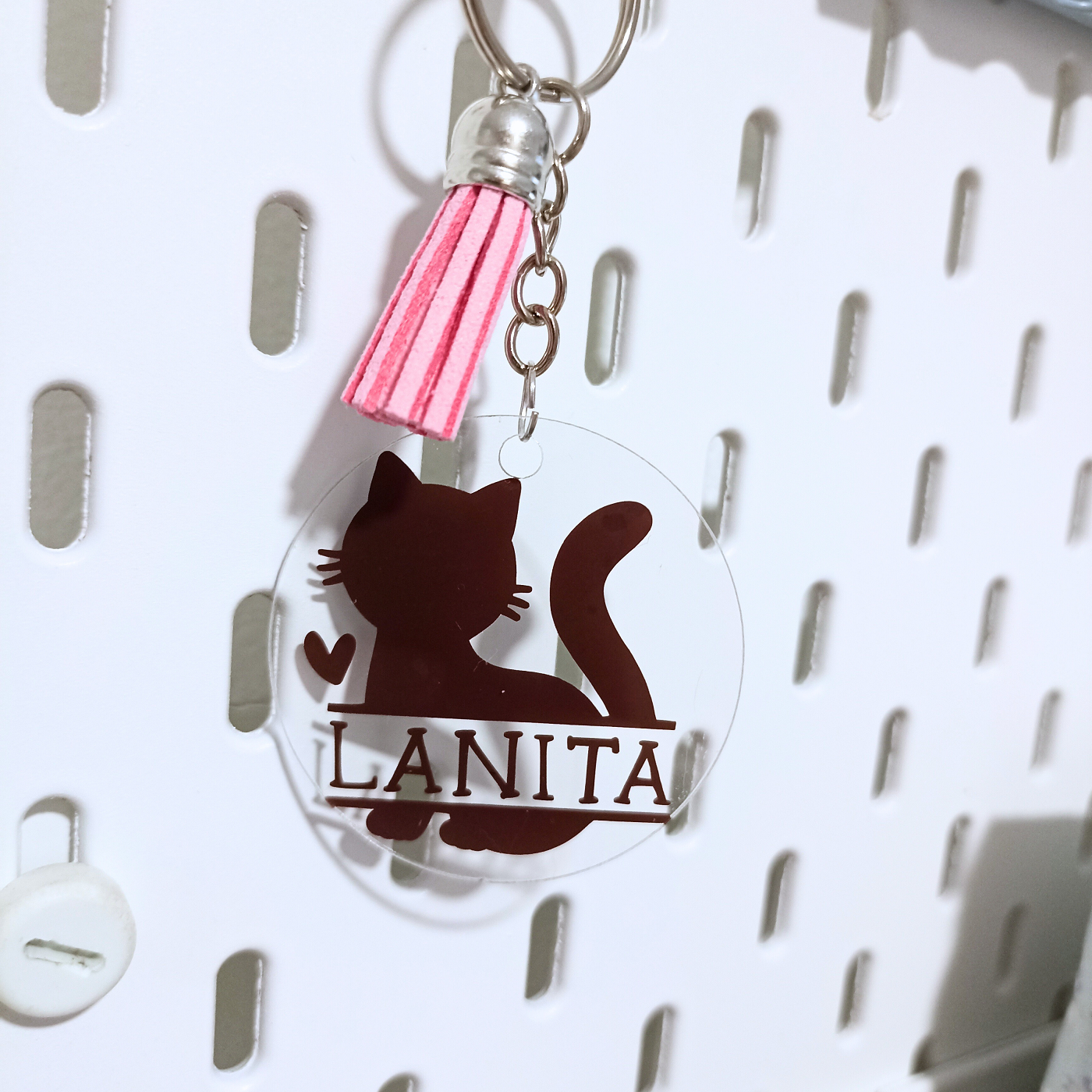 Llavero personalizado de gato con nombre