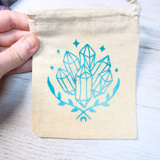 Bolsa para cristales y minerales – Diseño de piedras y cuarzos