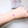 pulsera hecha a mano de cuarzo rosa