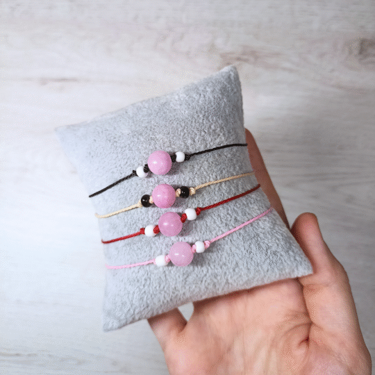 pulsera cuarzo rosa en diferentes colores